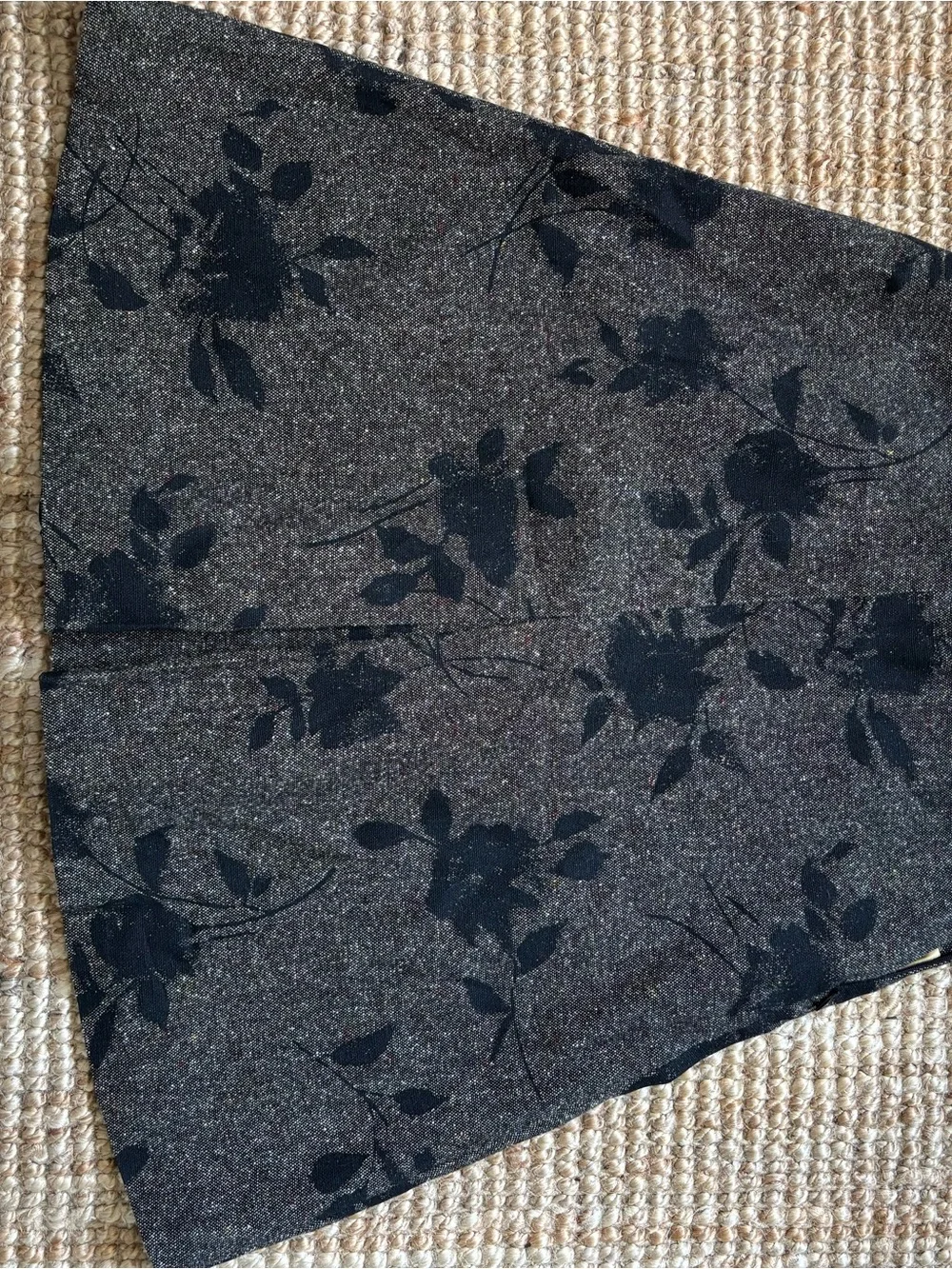 Heart Moon Star Charcoal Gray Floral A-Line Skirt